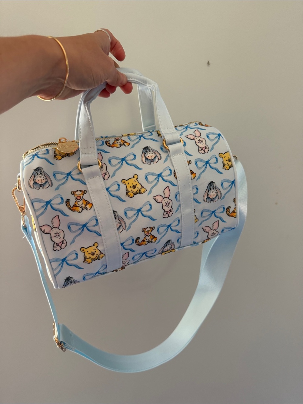 Magic Sew co Mini Duffel Bag -Blue Bow Pattern Winnie the Pooh Characters